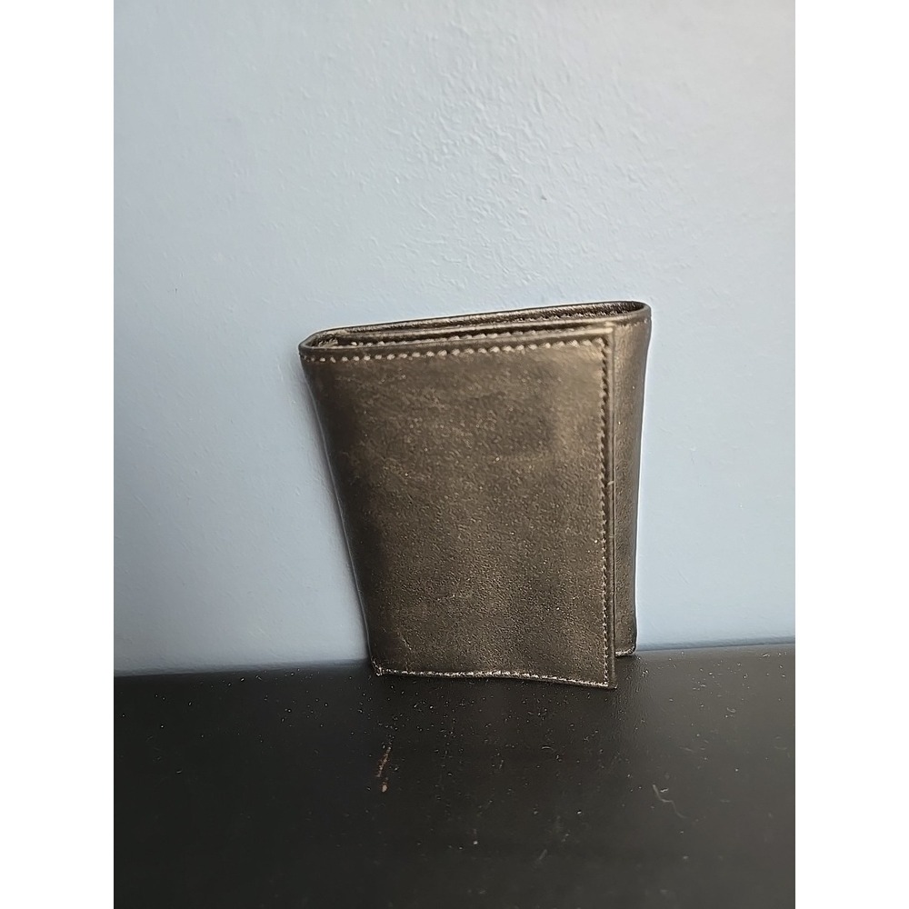 Black Genuine Leather Men's Trifold Wallet